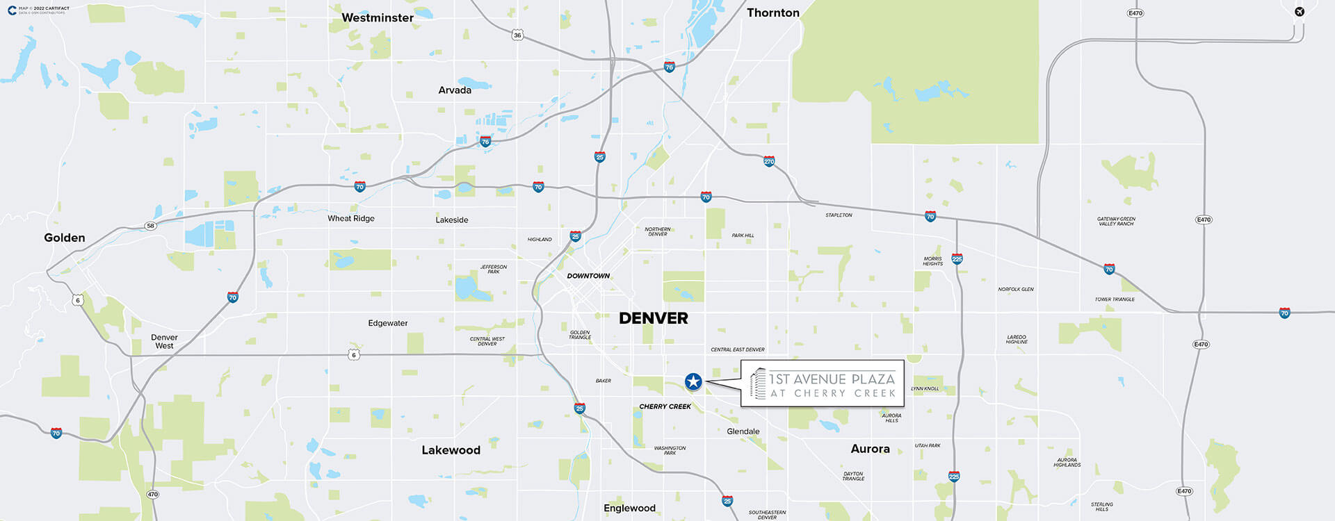 1st Avenue Plaza at Cherry Creek location map